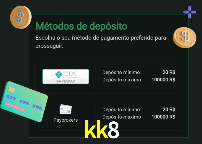 O cassino kk8 oferece uma grande variedade de métodos de pagamento